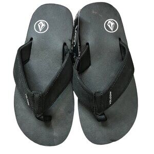 Volcom Victor Flip Flops Unisex Big Kids Size 3 Black Foam Summer, Beach NEW
